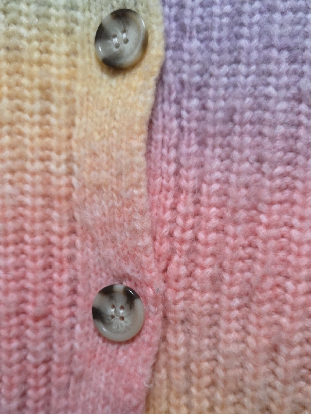 Pastel Ombre Chunky Knit Button-Up Cardigan Crop SM - Women Sweaters - Picture 3 of 4